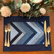 Load image into Gallery viewer, Denim, handmade, local, small business, women owned, quilts, handmade quilts, denim quilts, Handmade, Recycled, Upcycled, Repurposed, Denim, Second-Hand, Blue Jeans, Blue Denim, American Denim, American-Made