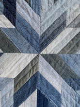 Load image into Gallery viewer, Denim, handmade, local, small business, women owned, quilts, handmade quilts, denim quilts, Handmade, Recycled, Upcycled, Repurposed, Denim, Second-Hand, Blue Jeans, Blue Denim, American Denim, American-Made