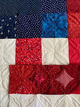Load image into Gallery viewer, Denim, handmade, local, small business, women owned, quilts, handmade quilts, denim quilts, Handmade, Recycled, Upcycled, Repurposed, Denim, Second-Hand, Blue Jeans, Blue Denim, American Denim, American-Made