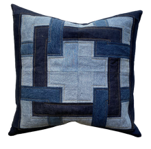 Load image into Gallery viewer, Denim, handmade, local, small business, women owned, quilts, handmade quilts, denim quilts, Handmade, Recycled, Upcycled, Repurposed, Denim, Second-Hand, Blue Jeans, Blue Denim, American Denim, American-Made