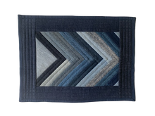 Load image into Gallery viewer, Denim, handmade, local, small business, women owned, quilts, handmade quilts, denim quilts, Handmade, Recycled, Upcycled, Repurposed, Denim, Second-Hand, Blue Jeans, Blue Denim, American Denim, American-Made