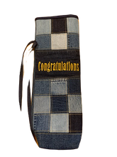 Load image into Gallery viewer, Denim Bottle Holder - "Congratulations"