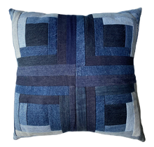 Load image into Gallery viewer, Denim, handmade, local, small business, women owned, quilts, handmade quilts, denim quilts, Handmade, Recycled, Upcycled, Repurposed, Denim, Second-Hand, Blue Jeans, Blue Denim, American Denim, American-Made