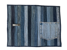 Load image into Gallery viewer, Denim, handmade, local, small business, women owned, quilts, handmade quilts, denim quilts, Handmade, Recycled, Upcycled, Repurposed, Denim, Second-Hand, Blue Jeans, Blue Denim, American Denim, American-Made