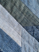 Load image into Gallery viewer, Denim, handmade, local, small business, women owned, quilts, handmade quilts, denim quilts, Handmade, Recycled, Upcycled, Repurposed, Denim, Second-Hand, Blue Jeans, Blue Denim, American Denim, American-Made

